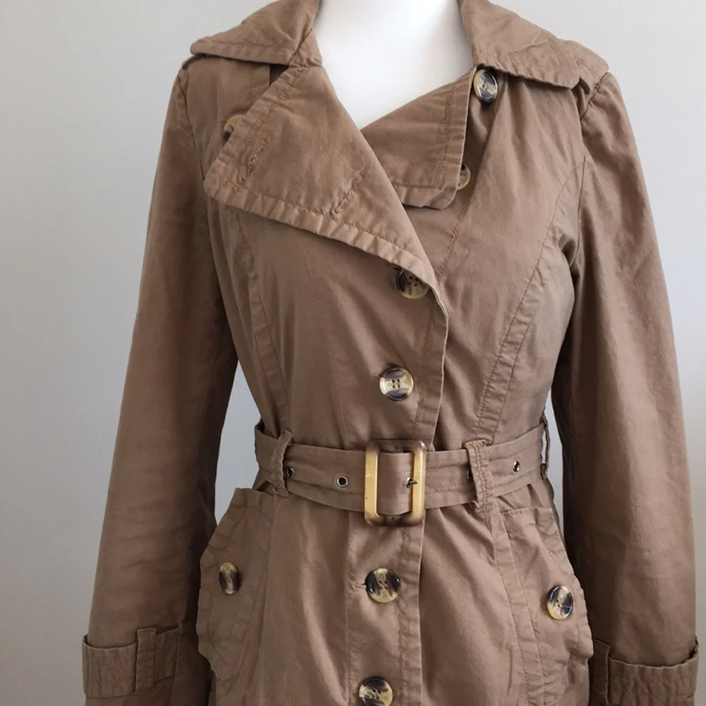 Papaya Brown Trench Coat - Picture 2 of 5